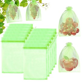 Fruit Protection Netting Bags, 7.87 * 11.81in 30Pcs Reusable Fruit Cage Netting for Fruits Tree Strawberry Grape, Large Organza Bags with Drawstring