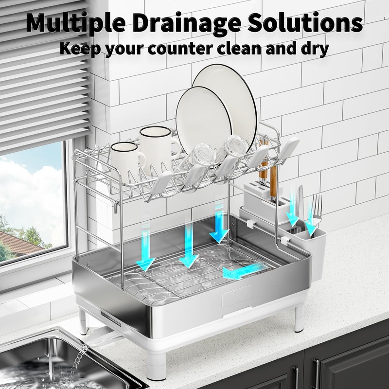 Ewaiira Large Dish Drying Rack, 304 Stainless Steel Dish Racks