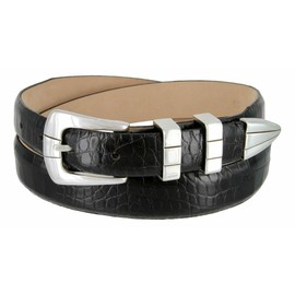 Vince Italian Calfskin Leather Designer Golf Dress Belt for Men (34, Alligator Black)