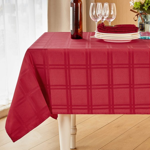 Mebakuk Jacquard Plaid Table Cloth Rectangle Modern Tablecloth Waterproof Anti-Shrink