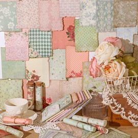 Obujopal 30 Pcs Vintage Floral Scrapbook Paper, Junk Jounral Supplies for Planner Card Making Collage Emblishment Diy Photo Album Craft Decoration, 10 Patterns, 3.9 × 5.5 inch (WRDF06)