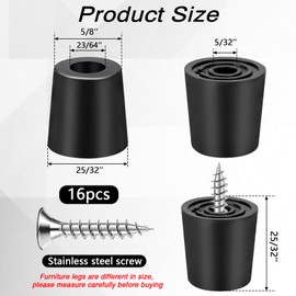 16 PCS Rubber Feet for Cutting Board with Stainless Screws, Non Slip Cutting Board Feet Small Furniture Rubber Bumper Feet Pads for Cutting Board, Electronics, Wood Stools, Table Leg 3/4" W x 25/32" H