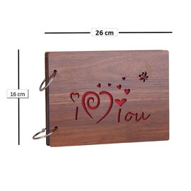 Sehaz Artworks I LOVE YOU Wooden Scrapbook Photo Album for memorable Gift on Boyfriend Girlfriend Husband Wife Spouse Birthdays, Valentines day, Anniversary, Monthsary Cute Gift for couples