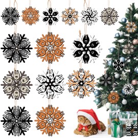 24 Pcs Cat Snowflake Ornaments for Christmas Tree Wooden Cat Butt Decorations Holiday Funny Gifts for Cat Lovers Snowflakes Ornaments
