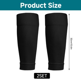 Football Sock Sleeve, 2 Pairs Team Leg Sock Pressure Pre Cut Football Socks Over Shin Pads Breathable Foot ball Sock Sleeve for Beginners Teens Adults (Black)