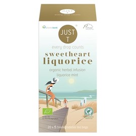 JUST T Sweetheart Liquorice *New Edition* Double Chamber Tea Bags (20 pcs) | Organic Herbal Tea – Infused with Liquorice and Mint | High-Grown Leaf Tea