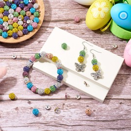 FASHEWELRY 120pcs Colorful Rhinestone Beads for Baseball Necklace, 10mm Sparkle Round Disco Ball Beads Diamond Clay Focal Beads for Pens Necklace Earring Easter Craft Supplies