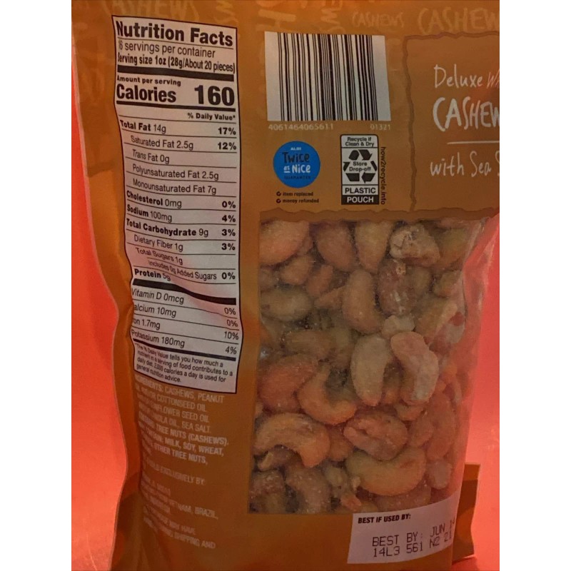 SOUTHERN GROVE DELUXE WHOLE CASHEWS/ 16 OZ