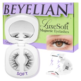 BEYELIAN Magnetic Eyelashes with Applicator Kit, Reusable Natural Look False Lashes, No Glue Needed Soft Magnetic Lashes for Eye MAC-27 (Lightweight & Comfortable)