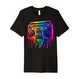 Dripping Paint Boombox Old School 80s Music Hip Hop Premium T-Shirt