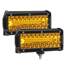 Erato 7 inch Led Light Bar 240W 24000LM Off Road Lights Bar Work Light Spot Flood Combo Beam Fog Driving Lights Pods for Truck ATV UTV SUV Boat IP68 Waterproof Yellow