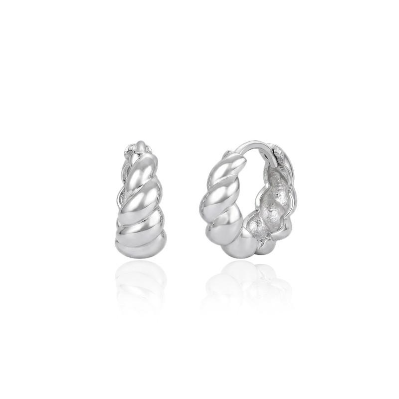 925 Silver Hob Twist One Touch Ring Earrings Gift Package