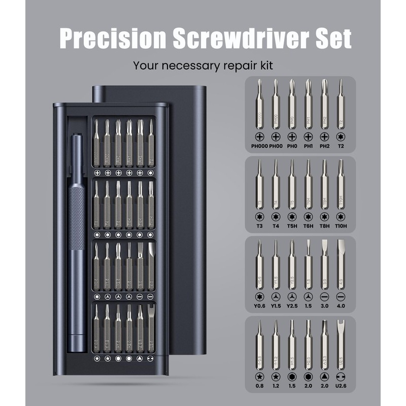 BUXIUGAN Precision Screwdriver Set, 24 in 1 Professional Magnetic Bits