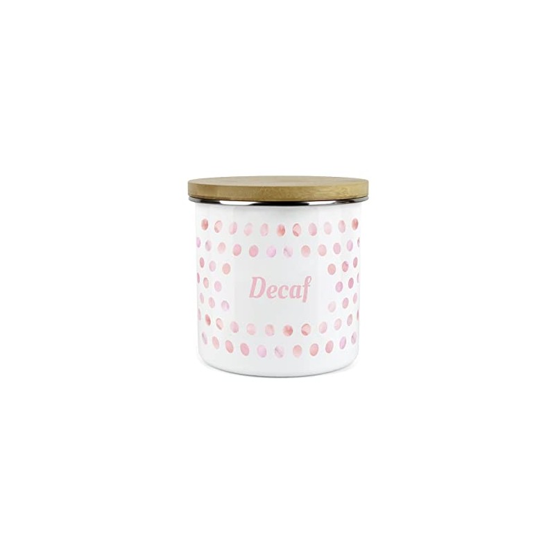 Purely Home Pink Polka Dots Spots Decaf Canister - White
