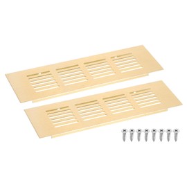 sourcing map Air Vents Cover, 2Pcs 200 x 60mm - Aluminum Alloy Mesh Air Return Vent Cover, Rectangle Louvered Ventilation Grille for Shoe Cabinet Wardrobe (Gold)