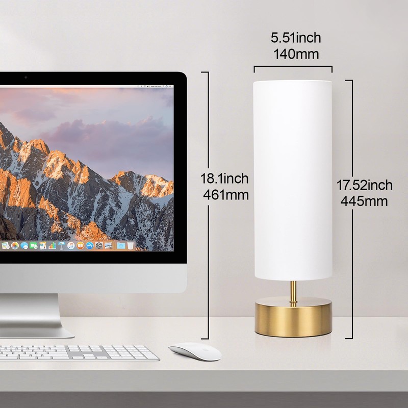 3-Way Dimmable Table Lamp, Touch Control Nightstand Lamp with White