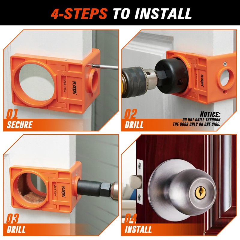 KATA 1-3/8" - 1-3/4" Door Lock Installation Kit with Large