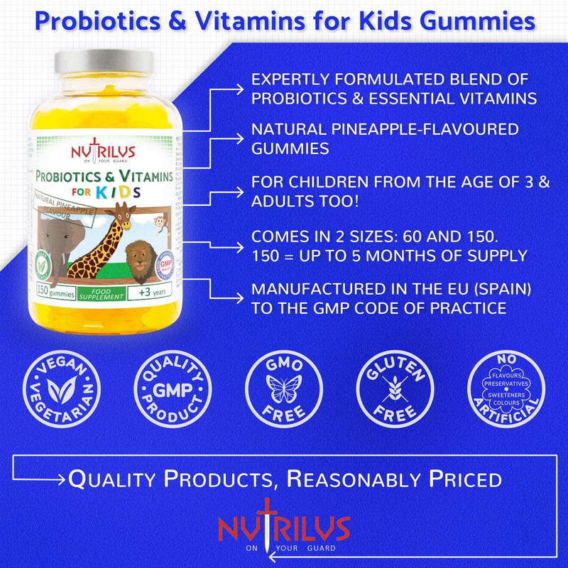Probiotics & Vitamins for Kids and Adults Natural Pineapple Gummies