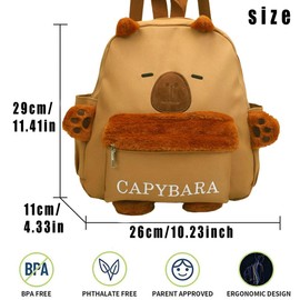 HOXSNII Capybara Plush Backpack Brown Capybara Rucksack Capybara School Bag Children's Plush Capybara Toy Backpack Stuffed Animal Bag Mini Knapsack Bags Gifts