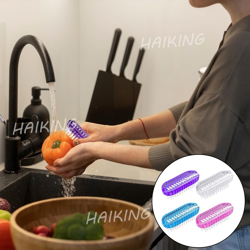 HAIKING Nail Cleaning Scrubbing Brush, 4 Pcs Double Sided Fingernail