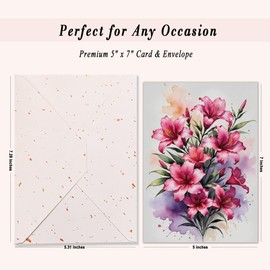 DORADUBO Blank Inside Greeting Cards with Envelope for All Occasions, 5x7 Inch Elegant Watercolor Lily Cards – Birthday, Sympathy, Thank You