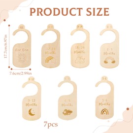 7Pcs Baby Wardrobe Dividers, Wooden Baby Clothing Dividers, Cartoon Baby Clothes Organiser, Suitable for Babies from Newborn to 24 Months Old, Newborn Parents Gift (Original Wood Color)