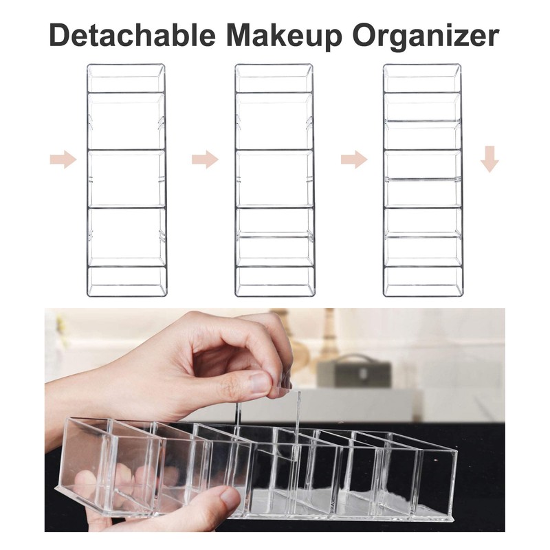Grestar 8 Compartments Detachable Makeup Organizer, Acrylic Cosmetic Storage Jewelry