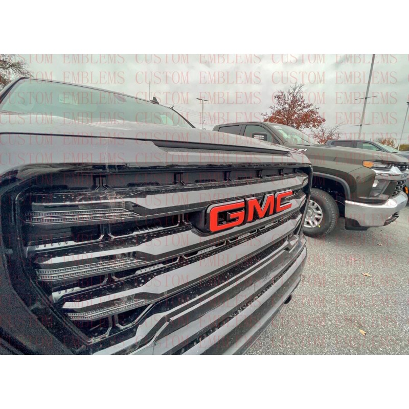 Auto Front Rear GMC Black Red Emblem Overlay 2019-2022 GMC