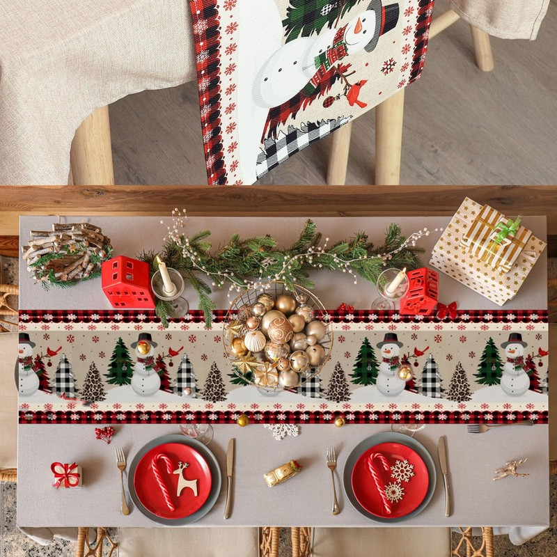 Christmas Table Decoration Snowmen Christmas Table Runner 33 x 203