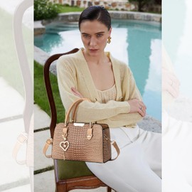 NICOLE & DORIS Small Handbag Women's Patent Leather Handbag Shoulder Bag Waterproof Shoulder Bags Crossbody Bag Chic Handbags with Pendant, khaki