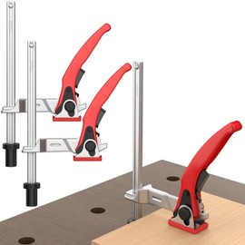 Housolution Bench Dog Clamp, 3/4 inch Dog Holes Workbench Clamp for Woodworking, Adjustable MFT Table Hold Down Quick Fixed Clip, Workbench Accessories for Wood Carving Routing Sanding, 2 Pack