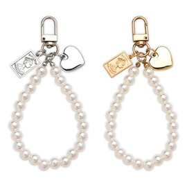 Women Bag Charms Pendant Keychain Wristlet Chain Pearl Heart Key Chain Backpack Accessories Keychains for Teen Girls Handbag Purse Pendant Phone Wrist Bracelet Wallet Decor Keychain Lady Car Key Rings