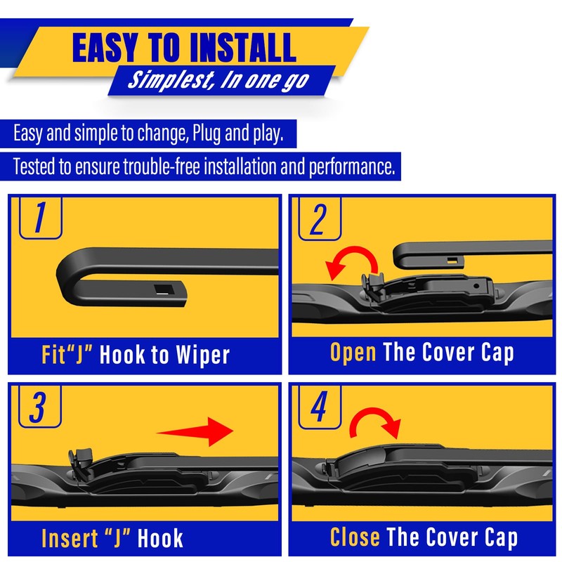 4 wipers Replacement for 2007-2014 Toyota FJ Cruiser, Windshield Wiper