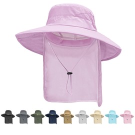 ZOORON - Sombrero de sol para hombres y mujeres, sombrero de pesca con solapa para el cuello, sombrero de ala ancha, protección UV para playa, camping, senderismo, 1 paquete-morado, 6 3/4-6 7/8