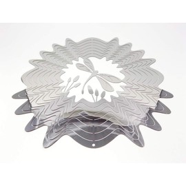 WorldaWhirl Whirligig 3D Wind Spinner Dragonfly Mirror Finish Stainless Steel Reflective Outdoor Metal Decor (6.5 Inch)