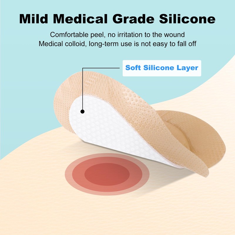 Sacral Foam Dressing, Sacrum Silicone Foam Dressing with Border, 7x7