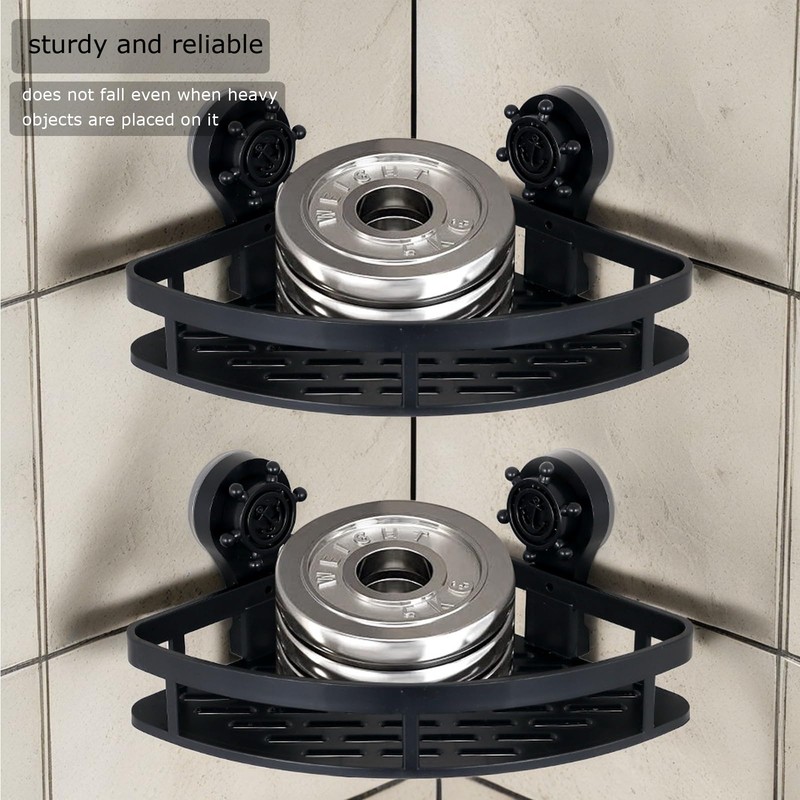 Suction Cup Shower Shelf (2-Tier & 3-Tier), Black Triangular Corner
