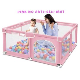 Baby Playpen for Indoor&Outdoor Playard Kids Activity Center with Gate, Portable Fence Area for Babies and Toddlers playpen,Birthday Gift:_Pink NO Anti-Slip Mat