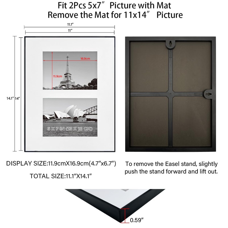 GOmaize Front Loading Black Picture Frame Set of 3,Display pictures