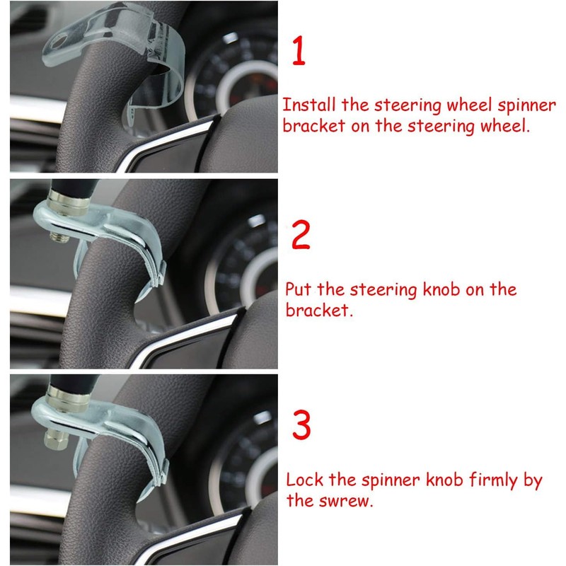 Lunsom Bling Steering Wheel Knob Spinner, Power Handle Steering Wheel