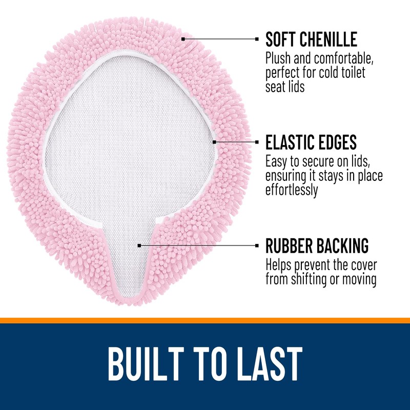 OLANLY Soft Chenille Bathroom Toilet Lid Cover, Machine Washable Seat