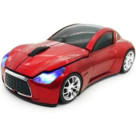 SDGSQHA Car Mouse for Computer, Wireless Car Mouse with USB Reciver, 3D, 1600DPI, Cool Sport Car Shaped Mouse, Cute Mini Mice for Laptop PC Computer Mac, for Both Boys, Girls, Kids and Adult, Red