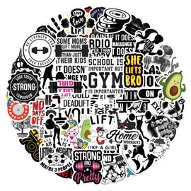 Exercise And Fitness Stickers for Water Bottle,50 PCS Fitness Workout Stickers Pack for Laptop Phone Skateboard Bicycle Suitcase Luggage Guitar,Waterproof Aesthetic Vinyl Stickers for Teens Girls