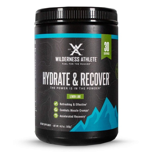 Wilderness Athlete - Hydrate & Recover | Liquid Hydration Powder Electrolyte Drink Mix - Recover Faster with Bcaas - Hydrate Powder with 1000mg of Vitamin C - 30 Serving Tub (Lemon Lime)