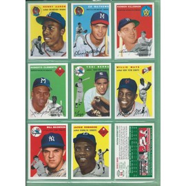 1994 Topps Archives 1954 Reprint Complete Mint Hand Collated 256 Card Set; It Was Never Issued in Factory Form. Loaded with Stars and Hall of Famers Including Jackie Robinson, Gil Hodges, Warren Spahn, Eddie Mathews, Pee Wee Reese, Yogi Berra, Phil Rizzu