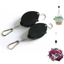 SGGRT 2PCS Upgrade Retractable Plant Hanger, Strong Stainless Steel Rope, Plant Pulley Set for Garden Baskets Pots Birds Feeder.