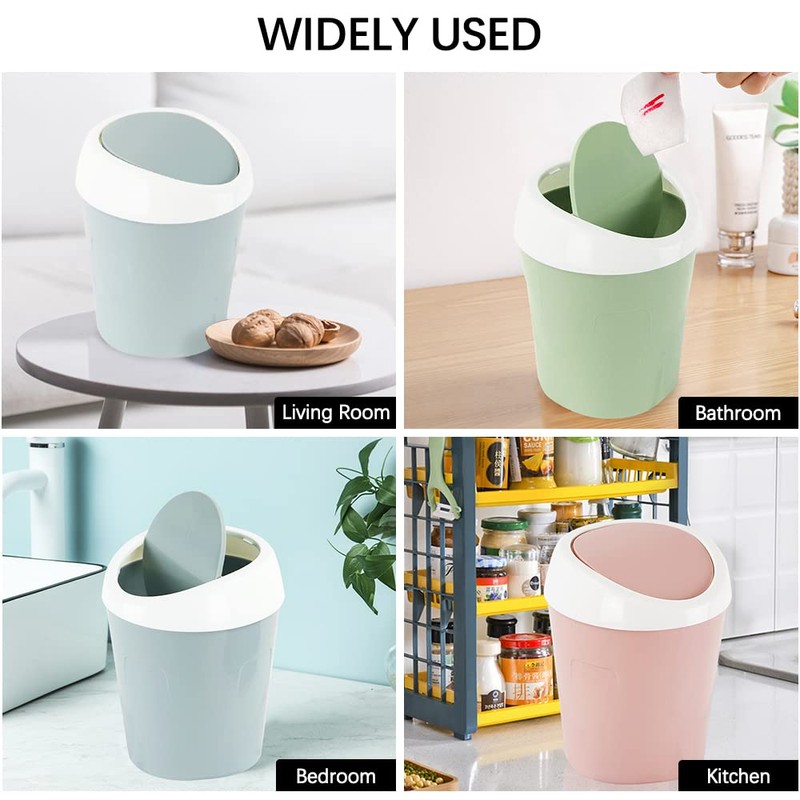 QLFJ-FurDec 2PCS Plastic Mini Wastebasket Bathroom Bins with Swing Lid