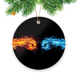 Christmas Ornaments for Family,Fire Boxing, Funny Ceramic Keepsake Home Xmas Tree Decor