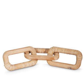 RAZ Imports Decorative Tabletop Figurine 17 Inch Wood and Rattan Natural Chain Link