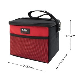 Arikky Lunch Bag Insulated,Soft Lunch Box,with Adjustable Strap,Cool Bag 6 cans,for Adults and Kids,Work,Picnic,School,5.5L Red & Black